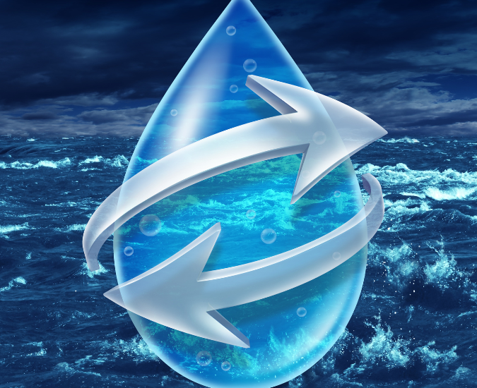 Water recycling graphic researching the difference between recycling grey water and black water